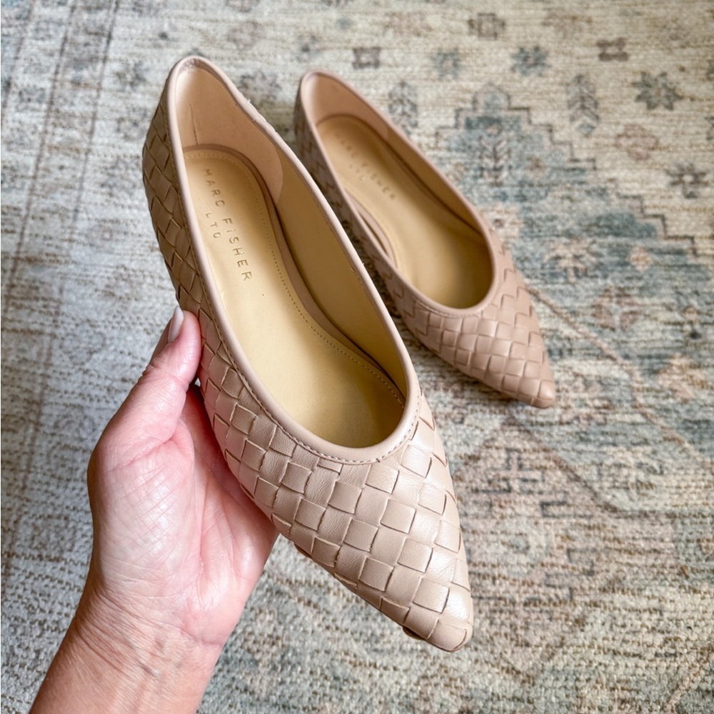 Marc Fisher Damaria Nude Woven Pointed Toe Flats 6.5